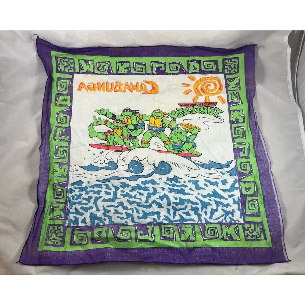 Teenage Mutant Ninja Turtles Bandana Scarf Surfin Turtles Cowabunga Vintage 1990